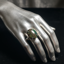 Ring with black kalimaya opal