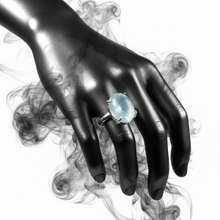 Ring with blue chalcedony