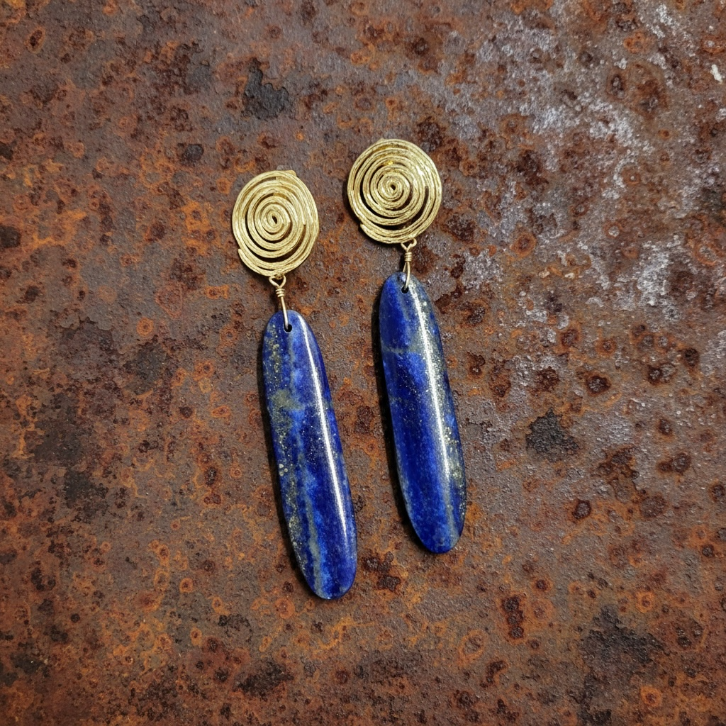Earrings with long Lapis Lazuli