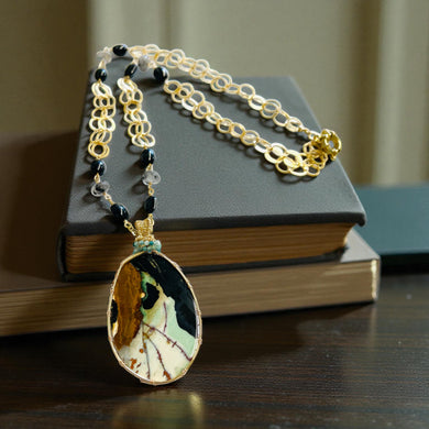 Necklace with petrified Agatized Opalized wood