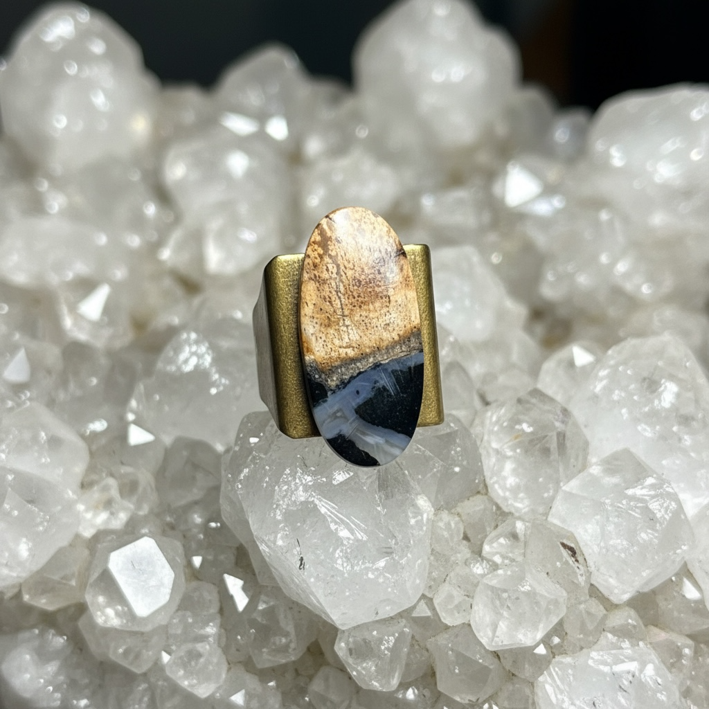 Ring with petrified palm root