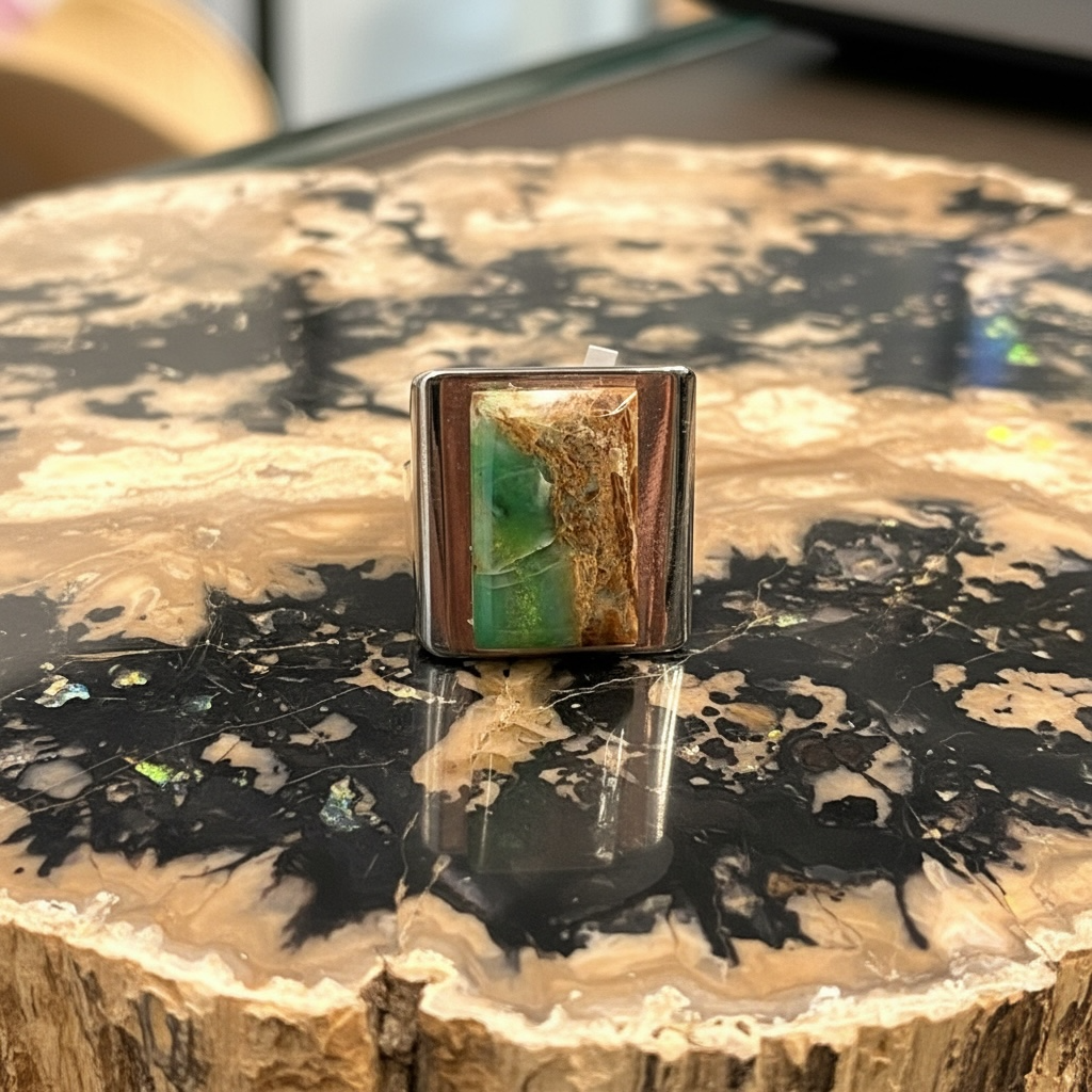 Ring with petrified Opalized wood