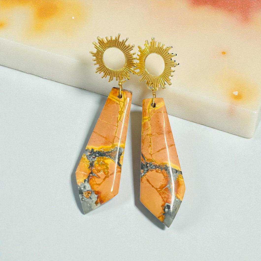 Earrings with maligano jasper