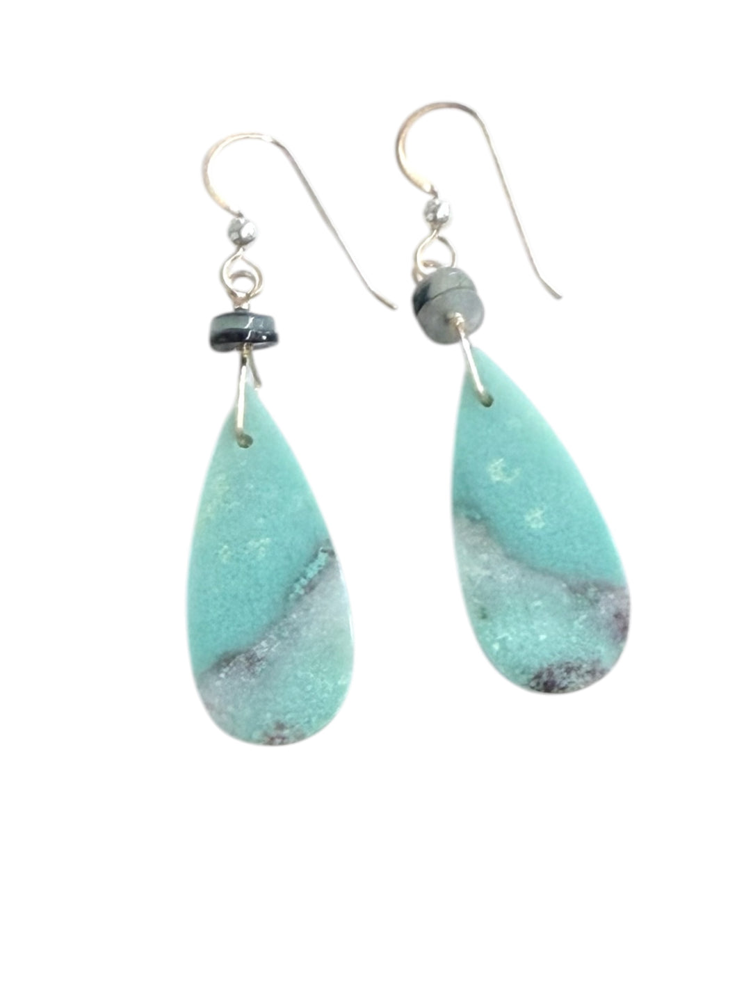 Earrings with blue petrified Opalized wood
