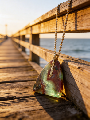 Pendant with opalized wood