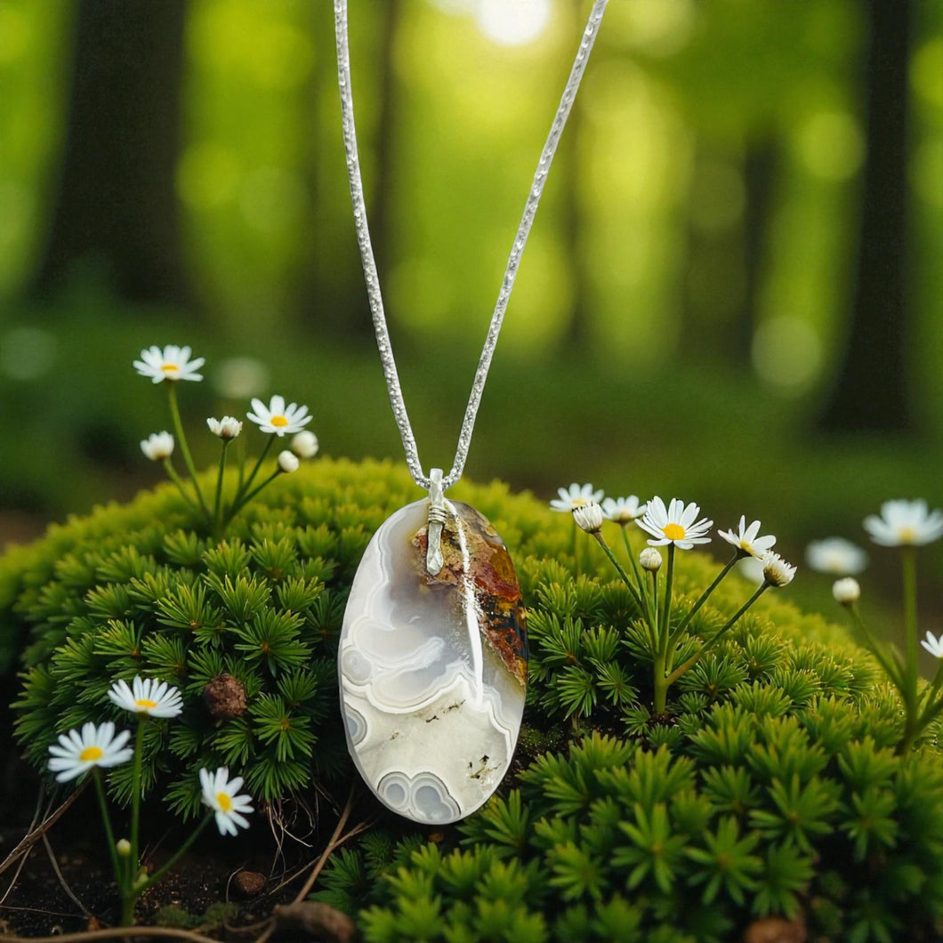Pendant with moss agate