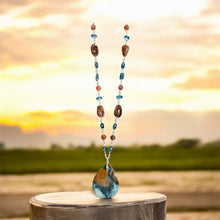 Necklace with blue brown Opalized wood