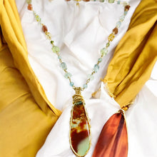 Necklace with colorful opalized agatized wood