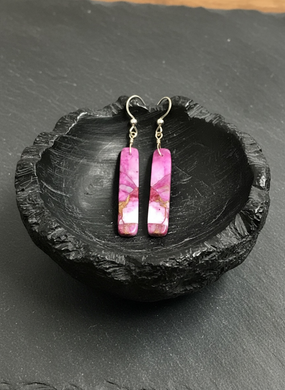 Earrings with long oyster turquoise
