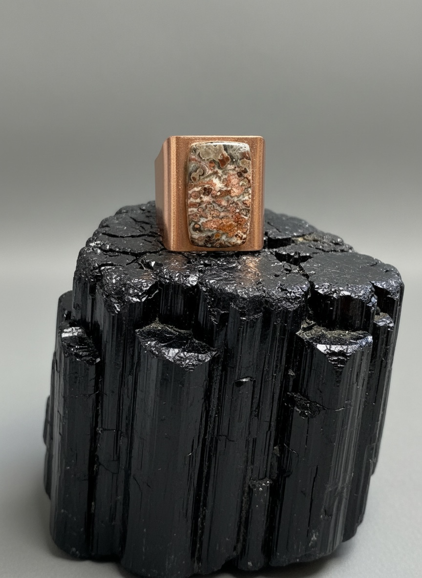 Ring with small square ocean jasper