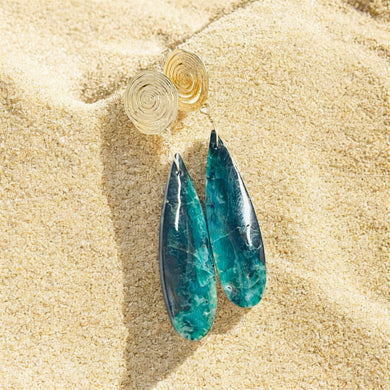 Earrings with studs and crystalized opal on petrified wood
