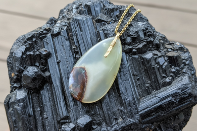 Pendant with petrified opalized wood