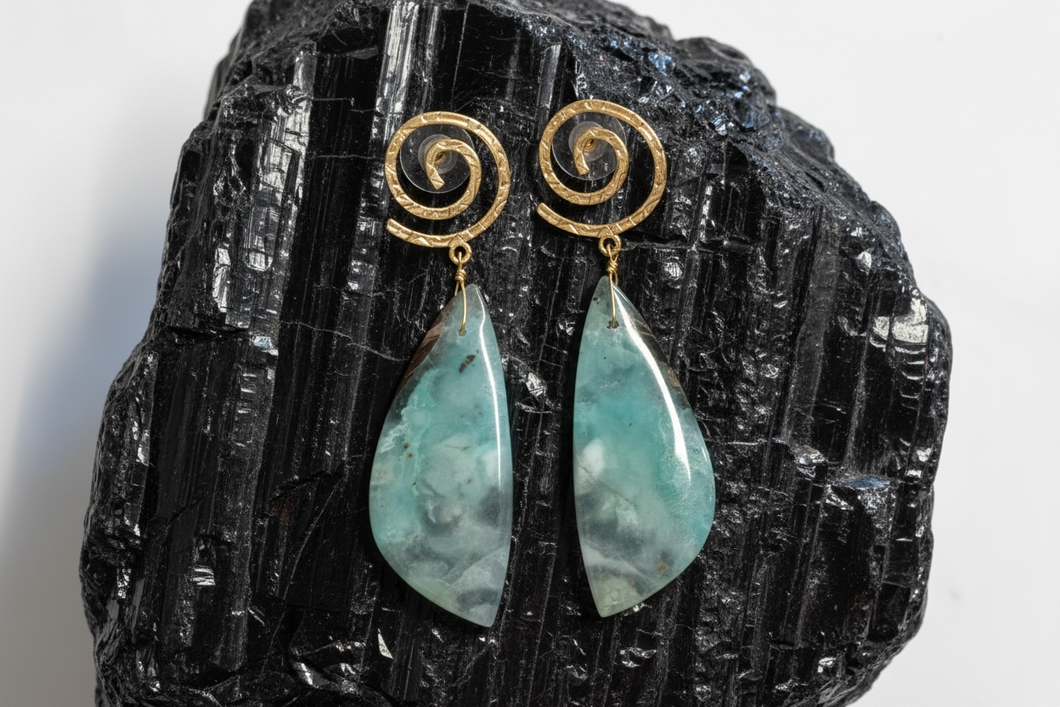 Earrings -big-with Chrysoprase