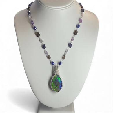 Necklaces with purple Ammolite