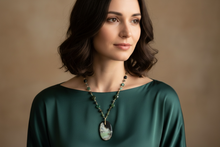 Necklace with opal wood and various stones