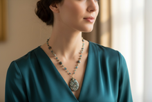 Necklace with natural cooper on chrysocolla