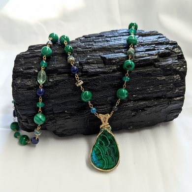 Necklace with Malachite/azurite