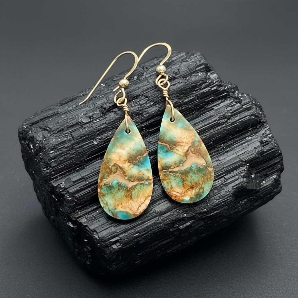 Earrings with sea sediment jasper