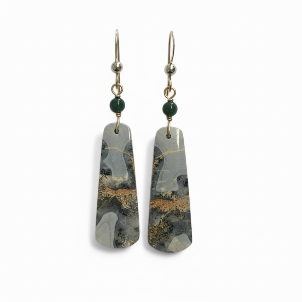 Earrings with maligano jasper