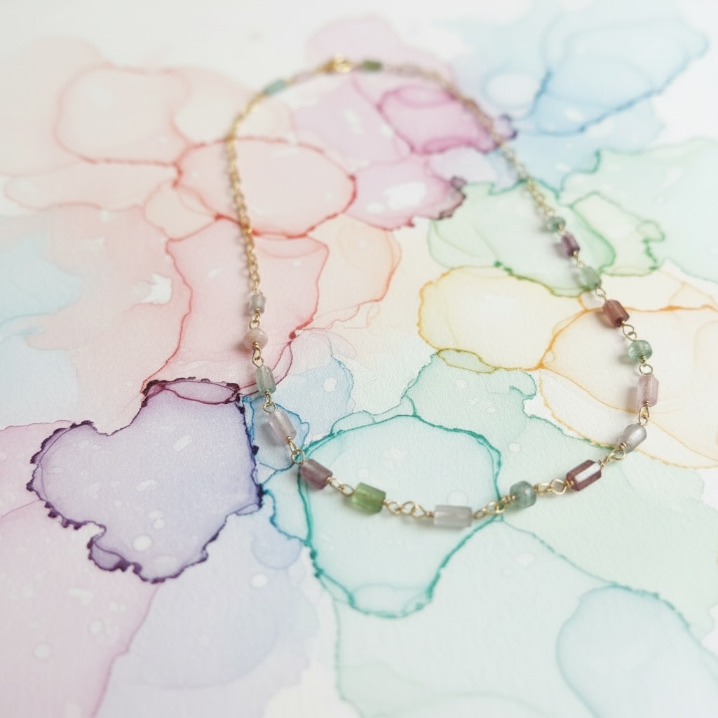 Necklace with multi tourmalines