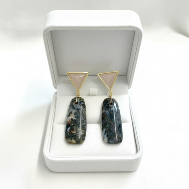 Earrings with studs and Timor Agate