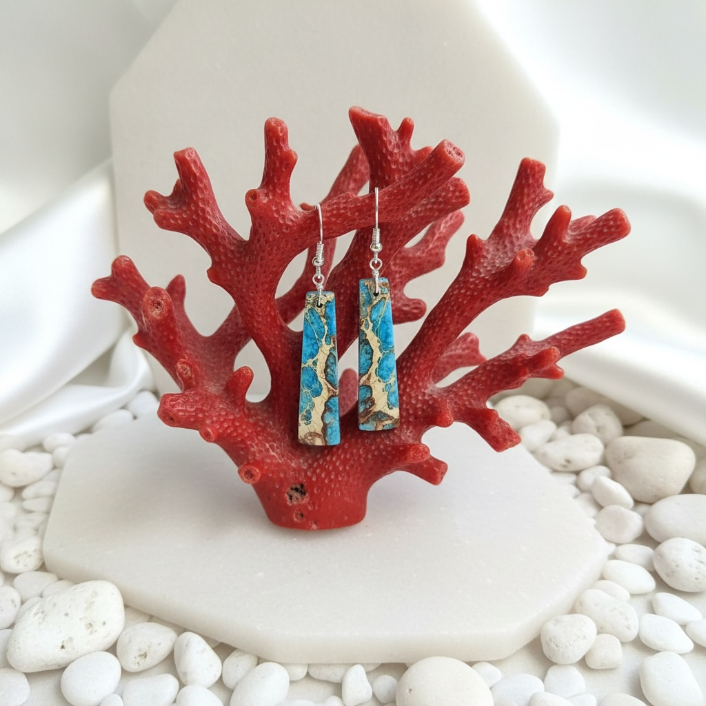 Earrings with sea sediment jasper
