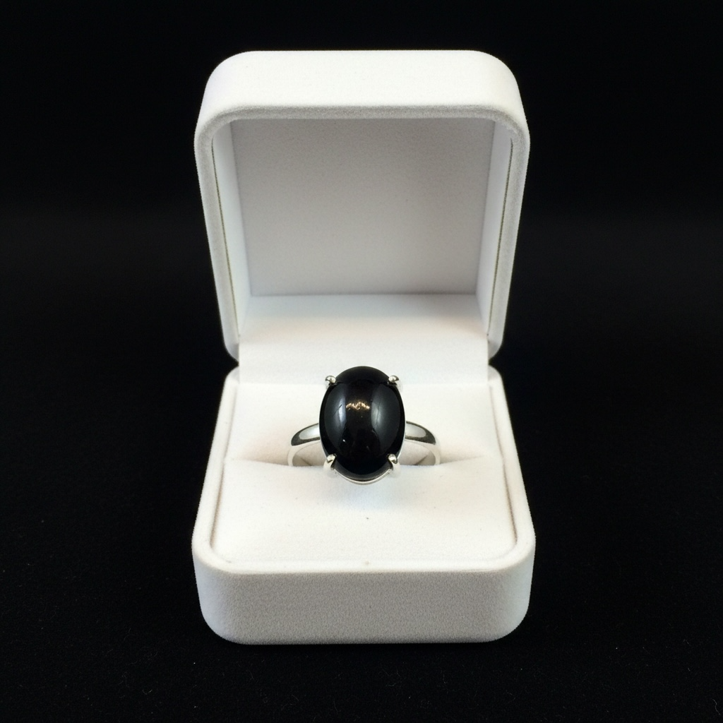 Ring with black Ethiopian opal