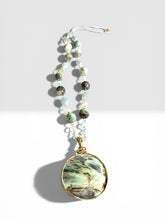 Necklace with Cola wood, Chrysoprase & Aquamarine
