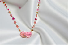 Necklace with multi tourmalines, butterfly and pink sapphire