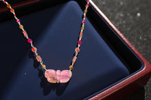 Necklace with multi tourmalines, butterfly and pink sapphire