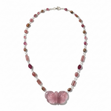 Necklace with multi tourmalines, butterfly and pink sapphire
