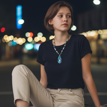 Necklace with natural cooper on chrysocolla