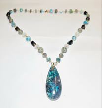 Necklace with natural cooper on chrysocolla