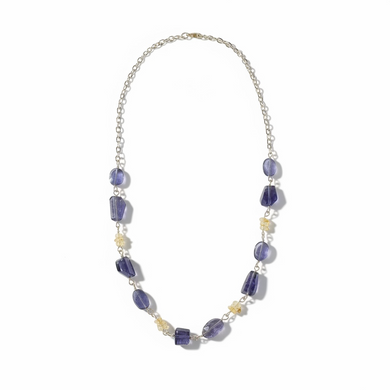 Necklace with Tanzanite, Iolite and Ethiopian opals