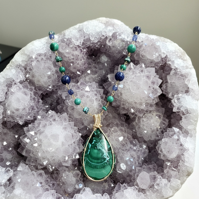 Necklace with Malachite/azurite