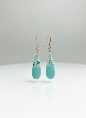 Earrings with blue opal wood