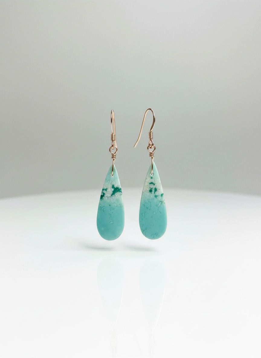 Earrings with blue opal wood