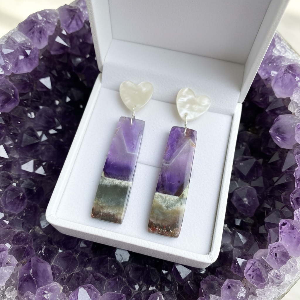 Earrings with grape Agate
