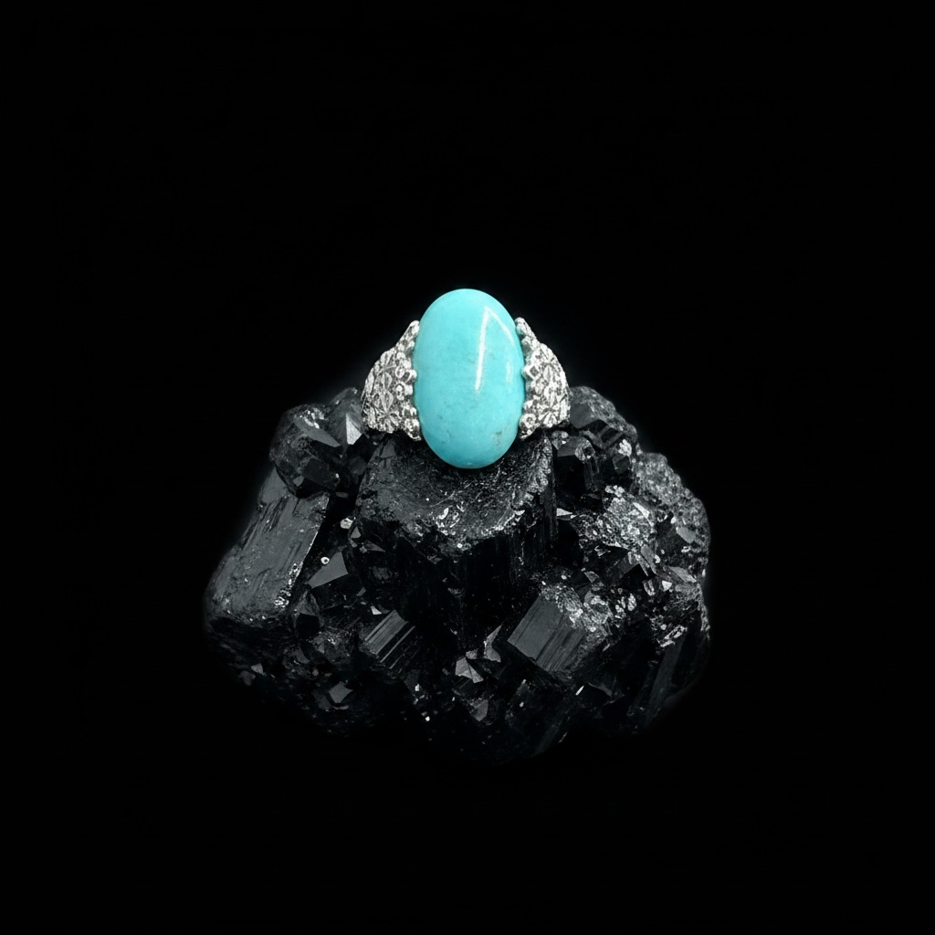 Ring with gem silica