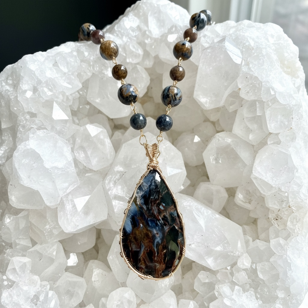 Necklace with African Blue Pietersite