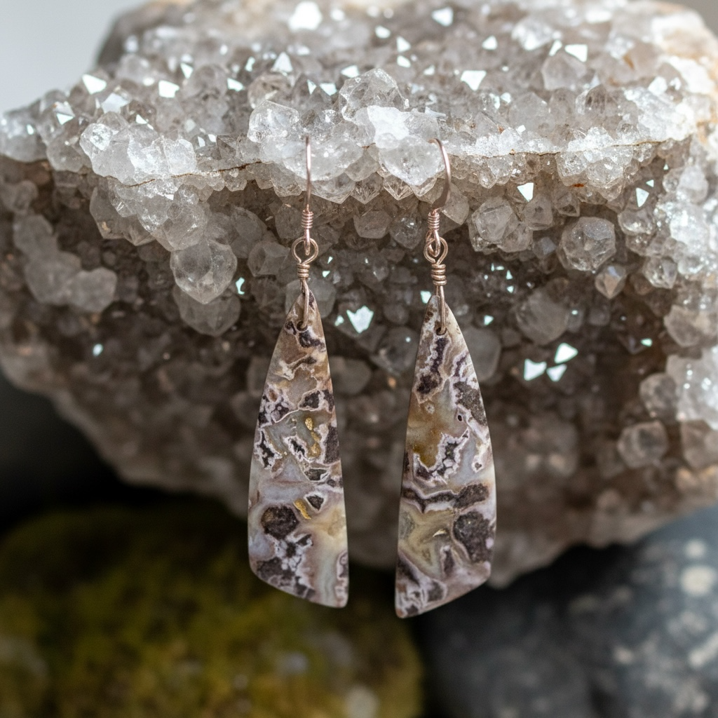 Earrings with long colorful ocean Jasper