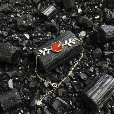 Bracelet cuff style with natural Afghan Rose Tourmaline cabochon