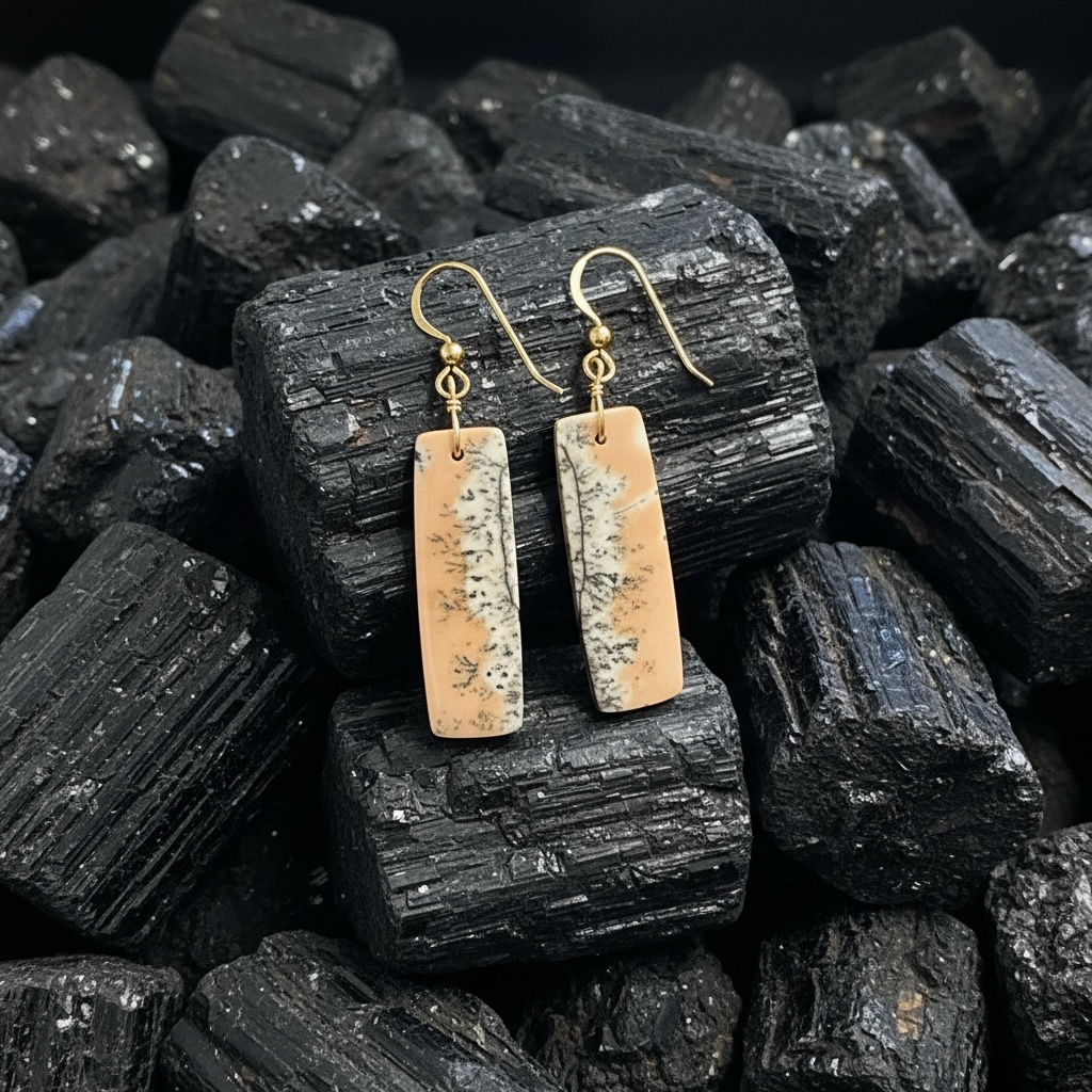 Earrings with picture jasper