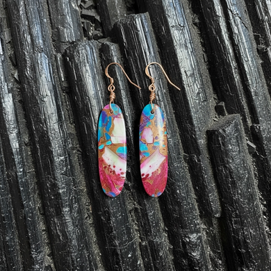 Earrings with long oyster turquoise