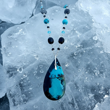 Necklace with gem chrysocolla