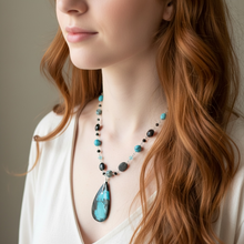 Necklace with gem chrysocolla