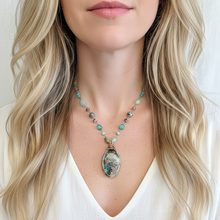 Necklace with natural cooper on chrysocolla