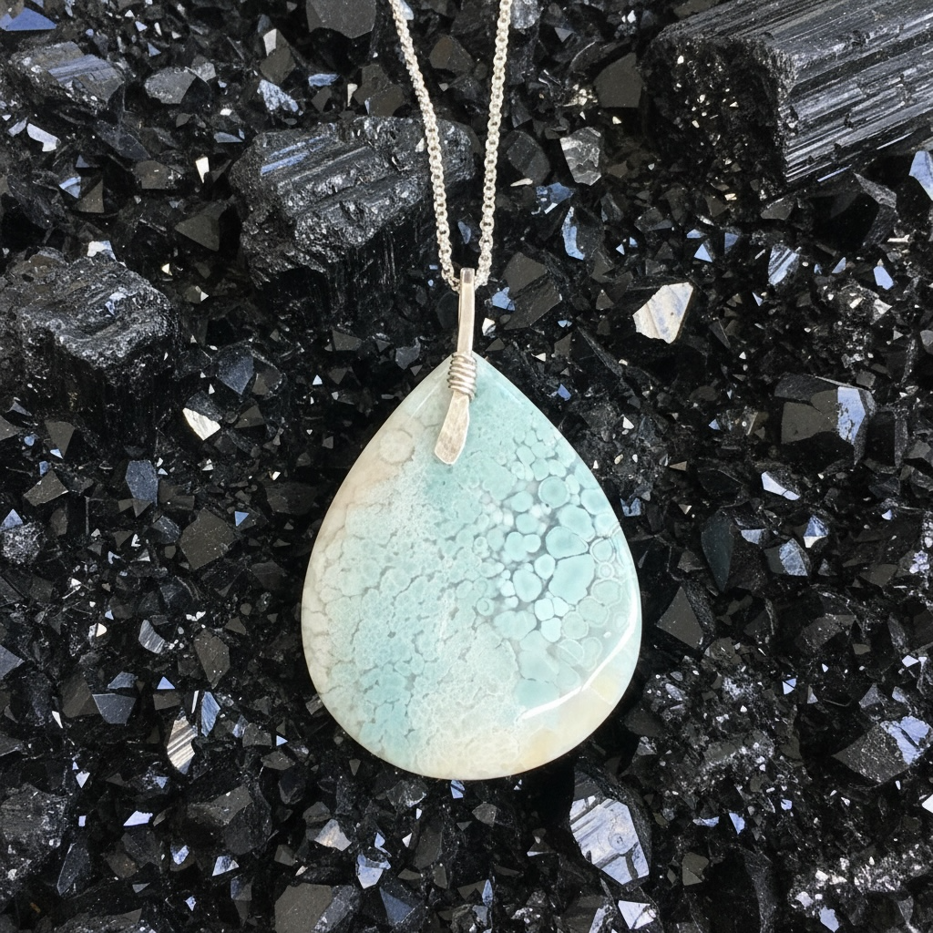 Pendant with plume agate