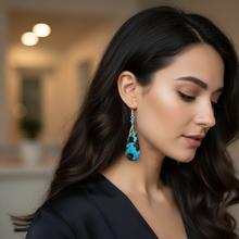 Earrings with gem chrysocolla