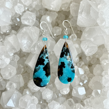 Earrings with gem chrysocolla